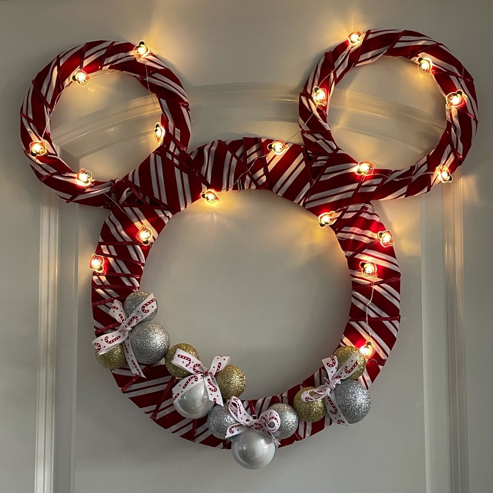 Holiday Light up Mickey Mouse wreath! Hade made by me. Battery operated.  SOLD!